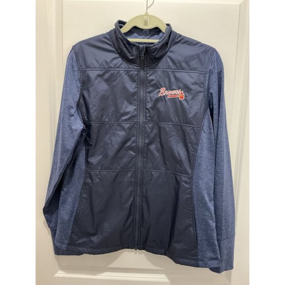 Cutter & Buck Jacket Atlanta Braves XL Stealth Hybrid Quilted Windbreaker Blue - Picture 1 of 8